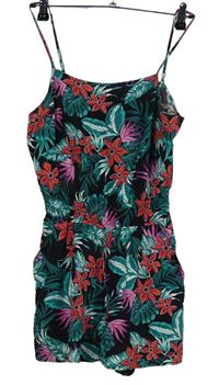 Dámský černý květovaný letní overal H&M