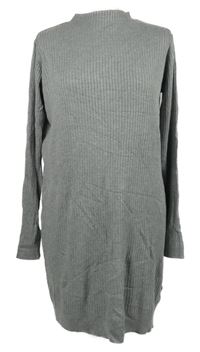 Dámské šedé žebrované pletené šaty 