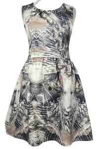 Dámské šedo-bílo-pudrové vzorované šaty Blue Vanilla