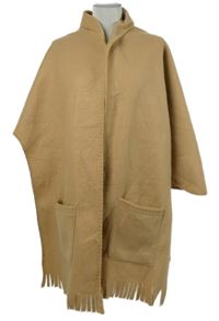 Dámský béžový fleecový pléd s třásněmi 