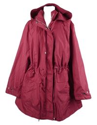 Dámská malinová šusťáková jarní parka s kapucí 