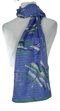 Dámská modro-zelená vzorovaná šála 