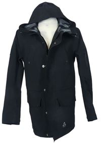 Pánský černý šusťákový outdoorový podzimní kabát s kapucí Adapt 