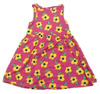 Malinové květinové bavlněné šaty F&F