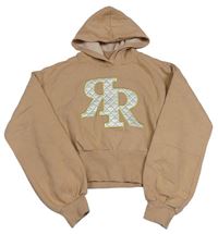 Béžová crop mikina s písmeny a kapucí River Island