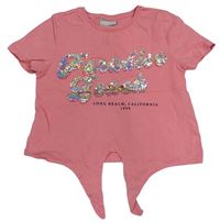 Růžové crop tričko s nápisem z fitrů Matalan