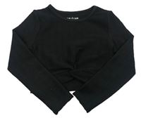 Černé žebrované crop triko souluxe