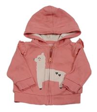 Růžová lehká propínací mikina s lamou a kapucí Pekkle