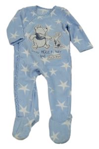 Světlemodrý fleecový overal s hvězdičkami a medvídkem Pú George
