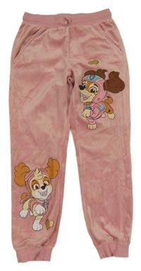 Růžové plyšové tepláky s pejsky - Tlapková patrola 