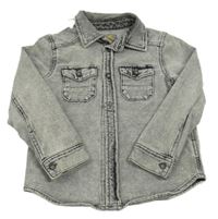 Šedá melírovaná tepláková riflová košilová bunda Mothercare