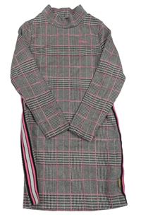 Černo-bílo-růžové kostkované šaty s proužkem Vingino