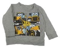 Šedá lehká mikina s traktory JCB