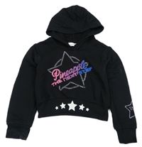 Černá crop mikina s logem a kapucí Pineapple