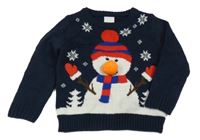 Tmavomodrý svetr se sněhulákem F&F