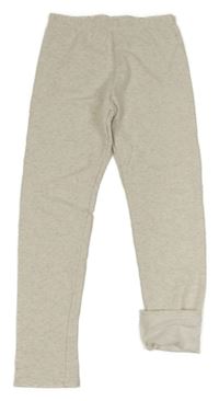 Bílo-béžové melírované teplákové legíny L&D