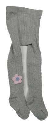 Šedé punčocháče s kytičkou 