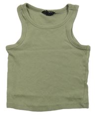 Khaki žebrovaný crop top New Look