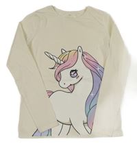 Smetanové triko s jednorožcem H&M