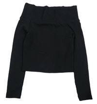 Černé žebrované crop triko Matalan