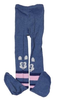 Modro-růžové punčocháče s pruhy a Mickeym