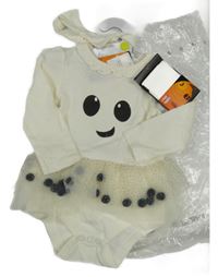 Nové - 3 Set - Smetanové body - duch s tylem + pončocháče + čelenka 