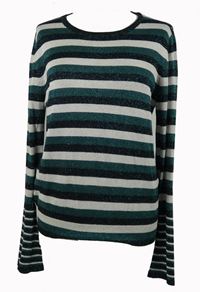 Dámský zeleno-černo-béžový pruhovaný třpytivý svetr George 