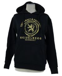 Dámská černá mikina s výšivkou a kapucí 