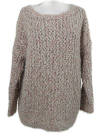 Dámský bílo-růžovo-zlatý vzorovaný chlupatý svetr George