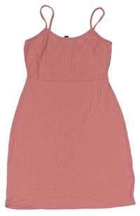 Růžové žebrované šaty New Look