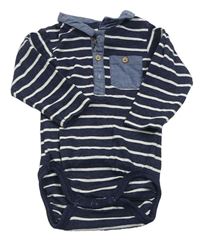 Tmavomodro-bílé pruhované body s límečkem H&M