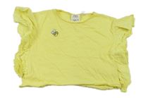 Žluté oversize tričko s včelou a volánky Zara