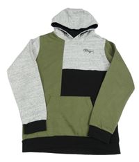 Khaki-šedo-černá mikina s kapucí Matalan