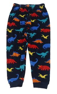 Tmavomodré plyšové kalhoty s dinosaury M&S