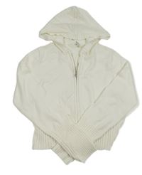Smetanový propínací crop svetr s kapucí H&M
