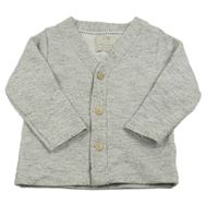 Šedý melírovaný propínací svetr Zara