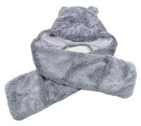 Šedá chlupatá podšitá čepice se šálou M&S