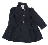 Tmavomodrý třpytivý vlněný podzimní kabát Matalan 