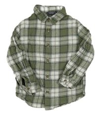 Khaki-bílá kostkovaná flanelová košile Primark