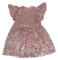 Růžové tylovo/flitrové slavnostní šaty 