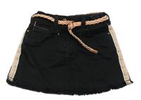 Černá riflová sukně s pruhem a páskem C&A