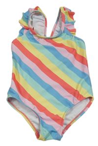 Barevné pruhované jednodílné plavky 