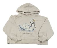 Pudrová crop mikina s labutí a kapucí Zara