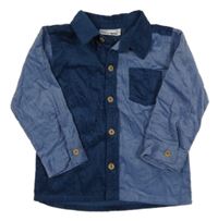 Tmavo-světlemodrá manšestrová košile Ergee