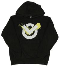 Černá mikina s potiskem a kapucí 