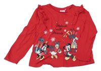 Červené triko s Mickeym a Minnie Disney