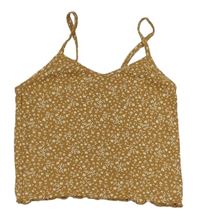 Béžový žebrovaný crop top s kytičkami zn. H&M
