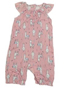 Světlerůžový kraťasový overal s lamami Matalan