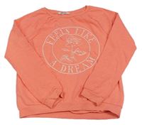 Neonově oranžová mikina s kytičkou H&M