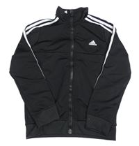 Černá sportovní funkční propínací mikina s logem a pruhy Adidas